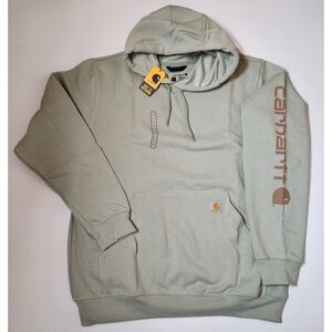 Carhartt Hoodie Men’s Large Sage Green Loose Fit Logo Sleeve | NWT